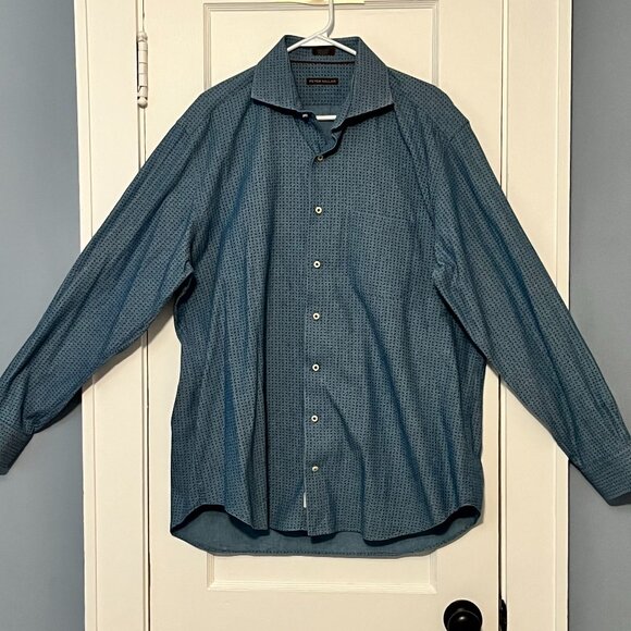 Peter Millar button down shirt size XL 100% cotton blue with multicolor paisley - Picture 1 of 9